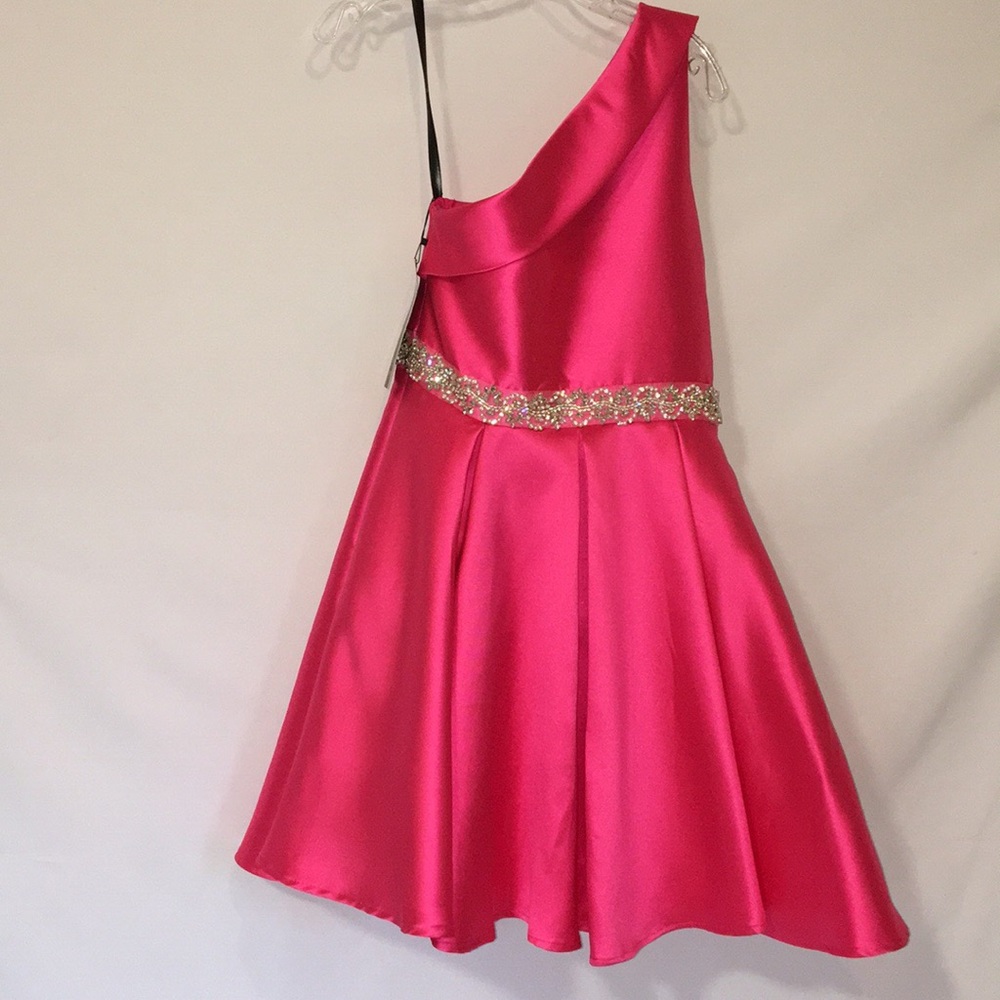 Custom one shoulder pink cocktails dress (Preteen)